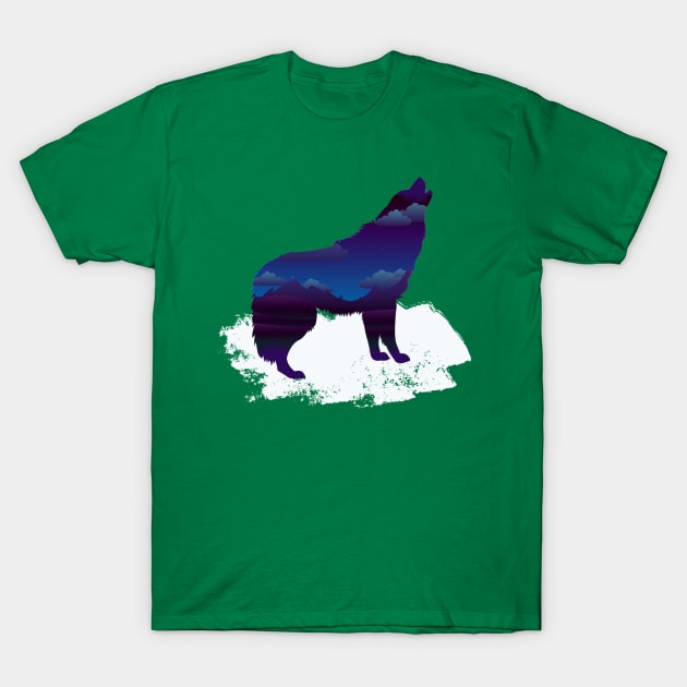 Wild Wolf Howling T-Shirt by outrigger